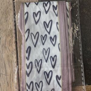 Heart Patterned bag scarf with Pink Trim nip
